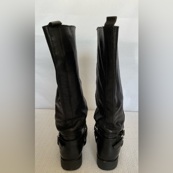 Coach Black Combat Moto Boots with Silver Accents - Picture 4 of 12